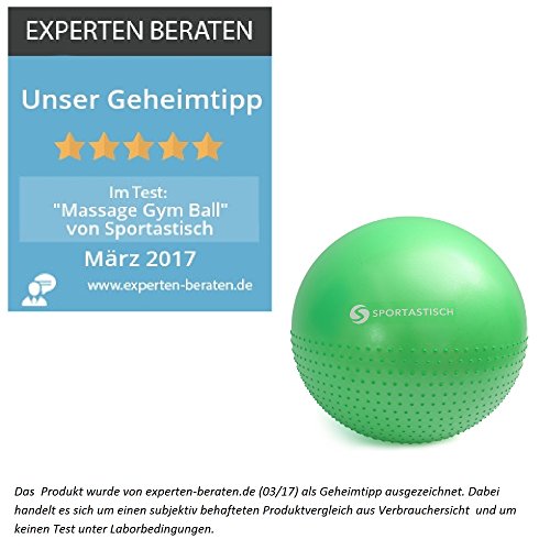 Premium Gymnastikball „Massage Gym Ball“ von Sportastisch :: Yogaball mit 2 Oberflächen für ideales Rückentraining :: INKLUSIVE Fußpumpe :: Antiburst-Schutz :: Durchmesser 65cm :: Sitzball mit Noppen :: Belastung bis 250 kg :: kostenloses eBook :: Markenqualität ohne Weichmacher:: ideal für Einsteiger oder Profis :: Exklusives Design für Erwachsene, Schwangere und Kinder :: Perfekt für Zuhause oder Büro als Stuhl:: 3 Jahre Sportastisch Produktgarantie - 2