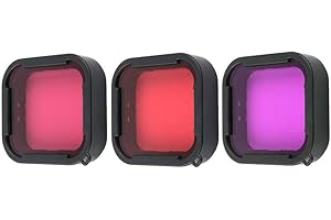 Harwerrel Ensemble de 3 filtres de plongée pour GoPro Hero 5 6 7 Black Super Suit Boîtier de plongée - Filtre Rouge, Rouge Clair et Magenta pour Correction de Couleur