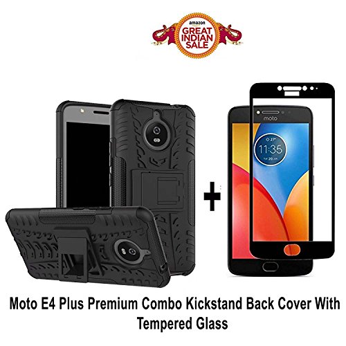 GOELECTRO MOTO E4 PLUS Back Cover / E4 PLUS (COMBO OFFER) Hard Armor Hybrid Bumper Flip Stand Rugged Back Case Cover For MOTO E4 PLUS / E4 plus with Free Full Coverage 2.5D Curved Tempered Glass Screen Protector (Black) RS.319 (47.00% Off) - Amazon