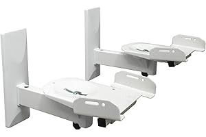 Drall 2 Soportes de Pared para Altavoces - Capacidad de Carga de hasta 12 kg - Soporte de Altavoz para Altavoces de Audio - Giratorio basculante - Soporte de Pared Ajustable Blanco Modelo: BH5W