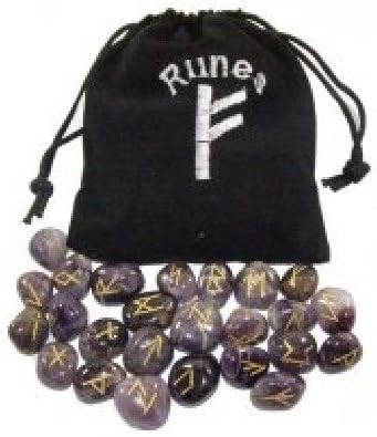 Stunning Amethyst Runes in a Jute Bag with Rudraksh beads