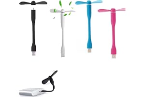 4 Stycken Mini USB-fläkt, Flexibel Power Bank-fläkt, för PC-strömförsörjning och USB-enheter (Svart, Vit, Rosa