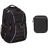 Amazon Basics Zaino per computer laptop con spallacci imbottiti e scomparti per tenere in ordine penne, chiavi, cellulare & C