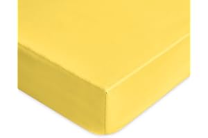 Lisola Lenzuolo Sotto con Angoli Singolo, 100% in Cotone Pregiato, Elasticizzato, Made in Italy, 90x200x30cm, Tinta Unita. Modello: Tortona, Giallo