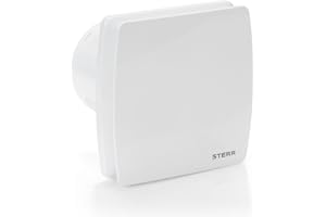 STERR - Ventilatore da bagno, 100 mm, con sensore di umidità, colore bianco, silenzioso, moderno, 100 mm