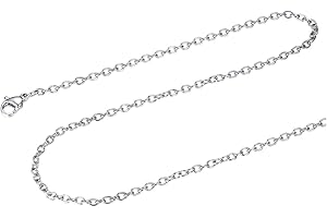 FOCALOOK Chaîne Collier Femme en Acier Inoxydable/Plaqué Or, Collier Homme Chaîne Rolo 2mm - Longueur de 35cm/40cm/45cm/50cm/55cm/60cm/65cm/70cm/75cm