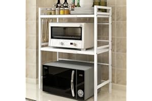 LANTUS Supporto per Forno a Microonde Allungabile,Rack per Forno a microonde Estensibile,Mensola Microonde Allungabile Forno,4 Ganci Rimovibili 42 cm (40-65 cm) (40/64 * 36,5 * 78 cm-bianco)