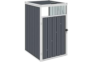 Hommdiy Mülltonnenbox für 4/3/2/1 Mülltonnen, 286/213/143/72CM ×81CM×121CM,Müllcontainer Stahl (1 Bins, Grau)