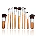Zotop 10pcs Professional Carbonized Bamboo Handle Cosmetic Makeup Brush Set