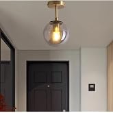 Fer Avize Mini Modern Spor Gold F&uuml;me Camlı Tavan Plofonyer Hol - Mutfak Tekli Avize