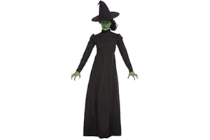 SMIFFY'S Smiffys Wicked Witch Costume, Black with Dress & Hat, Halloween Adult Fancy Dress, Witch Dress Up Costumes