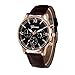 Produktbild Genossen Luxus-Mode Kunstleder Herren Blue Ray Glas Quartz Analog Uhren Braun gehobene Qualität LANSKIRT (Braun)