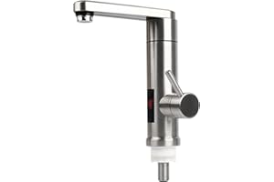 KYAOAYO Instant-Warmwasserhahn, Elektrische Heizung Wasserhahn, Edelstahl-Mischbatterie, Heißwasser-Durchlaufhahn für Warm- und Kaltwasser mit digitaler Anzeige, 220 V für die Küche und Waschbecken zu Hause