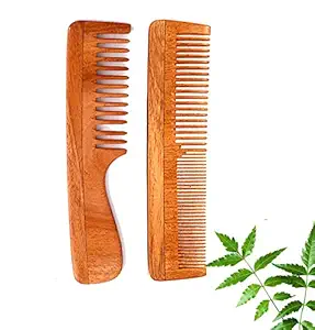 Rufiys Pure Neem Wooden Comb for Women & Men | Neem Wood Comb for Hair Growth | Wide Tooth Hair comb | Dandruff Comb