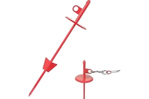 Mi Metty Dog Tie-Out Stake,Heavy Duty Dog Stake for Medium to Large Dogs up to 200 lbs, 360° Swivel Ground Anchor Perfect for Beach, Camping & Yard (Red)