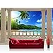 Produktbild Vlies Fototapete 350x245 cm PREMIUM PLUS Wand Foto Tapete Wand Bild Vliestapete - TERRACE VIEW CARIBBEAN BEACH - Ausblick Terrasse Seeblick 3D Strand Beach Meer Sonne Palmen - no. 121