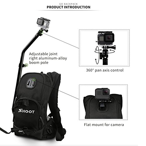 SHOOT Mochila de Marcha Selfie Guía de Montaje Rápido Bolsa de Deporte para GoPro 6/5/4/3+/3 xiaoyi Cámara de Acción SJ Cam para el Rodaje de Bicicletas Esquí Ciclismo
