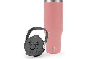 Riley Joy Termo térmico de 1L – Taza térmica con asa y pajita – Botella de agua termo aislante de acero inoxidable sin BPA – Mantiene el frío 48h y el calor 12h – Ideal para viaje, oficina y gym