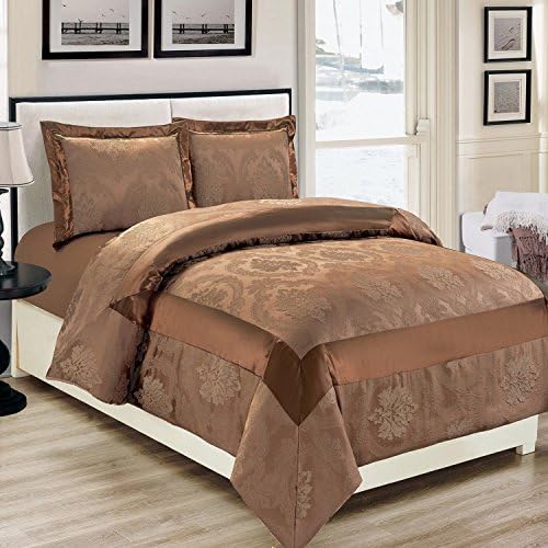 sunrise bedding Luxury Jacquard 220 GSM Jacquard Duvet Cover Bedding (78" x 78" INCH) Set With Matching Pillow Shames Ideal for Living Rooms (Betty Caramel, DOUBLE (200 x 200 CM))
