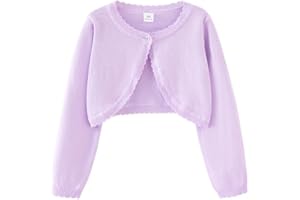 KISLOVE Girls' Cardigan Long Sleeve Shrug Cotton One Button Bolero Children's Sweatshirt Wedding Communion Dress Christening Dress Coat Knitwear for 1-14 Years