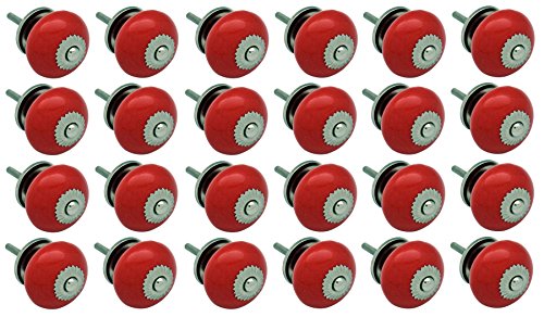 Nicola Spring Ceramic Cupboard Drawer Knobs - Red - Pack Of 24