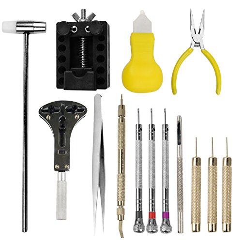 Fypo Uhrenwerkzeug Set Uhr Werkzeug inkl. 16pcs Profi-Version Uhrband wechseln Uhrband verlängern & verkürzen, geeignet für Uhr mit Schraubböden oder Druckböden & Durchmesser über 35mm Uhrmacher - 2