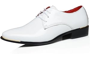 SHELAIDON Men's Formal Oxfords Wedding Shoes Patent Leather Dress Lace-up Shoes Large Size