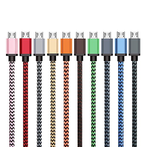 Micro USB Kabel Nylon, BeneStellar (10 Pack,1,8m) High Speed USB 2.0 A Male auf Micro B Synchronisations und Ladekabel für Android, Samsung, Huawei, HTC, Sony, Nexus, Xiaomi und mehr (6ft) - 4