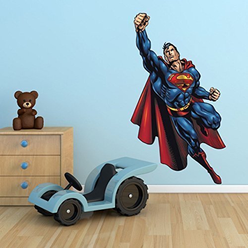 Superman DC Comic Superheld Ganzes Mehrfarbig Wandkunst Sticker Abziehbild Wandsticker Kinderzimmer übertragung Grafik Dekor - Multi, Multi, L 125cm (H) x 70cm (W)