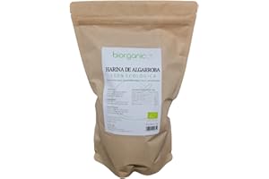 Biorganic Harina de Algarroba 1 Kg - SIN GLUTEN. Algarroba en polvo 100% natural. Sustituto natural al cacao en polvo. Marca española.