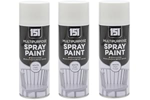 3 x 400ml 151 Multi Purpose Spray Paint Aerosol Wood Metal Brick - Matt White