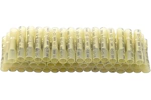 Yosawo 50-Pieces Professional Heat Shrink Butt Connectors，Crimp Connectors Waterproof Insulated Electrical Terminals 12-10 AWG Yellow