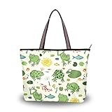 ALAZA Hombro Bolsa de Asas Divertida de la Rana Animal Bolso Grande