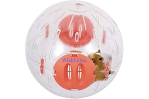 WishLotus Hamster Ball, 14cm Running Hamster Wheel Small Pet Plastic Cute Exercise Ball Golden Silk Shih Tzu Bear Jogging Wheel Toy Relieves Boredom and Increases Activity (Orange)