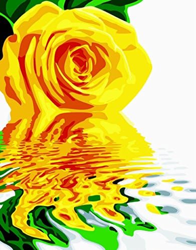 YEESAM ART DIY Paint by Numbers for Adults Beginner Kids, Yellow Roses Flower 16x20 inch Linen Canvas Acrylic Stress Less Number Painting Gifts