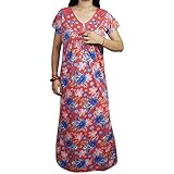 Indiatrendzs Women Nighty Hosiery Floral Red Nightwear (Bust -46")