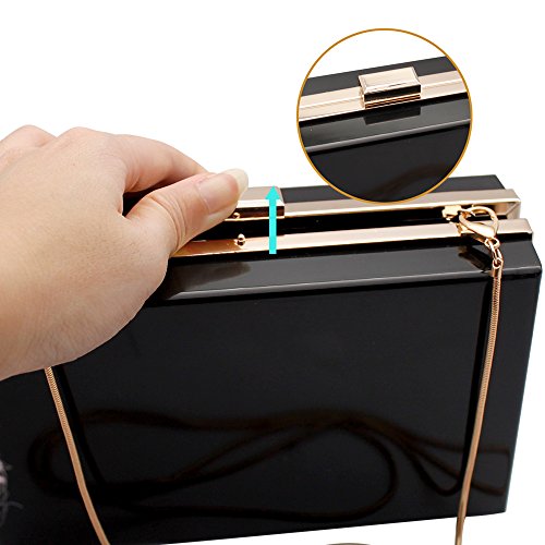 HQdeal Luxus Acryl Abendkupplungen/ Schultertaschen/ Handtasche/ Geldbörse Damen Klein Elegant für die Hochzeit Party- Schwarz - 5