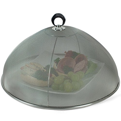 Kela 11444 Abdeckhaube mit Griff, 35 cm Durchmesser, Extra kleine Löcher, 18/10 Edelstahl, Cara, Silber - 4