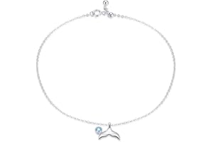 Qings Cavigliera Donna Argento Sterling 925 Cavigliera Estiva Spiaggia con Ciondolo Sirena Regolabile Cavigliera Bracciale Sirena Cavigliera Gioiello Regalo per Donna Ragazze