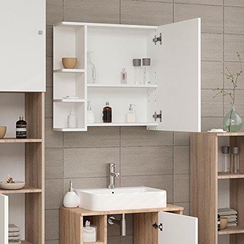 Badezimmerspiegel Spiegel Hängespiegel Spiegelschrank Badezimmermöbel Badspiegel 80×64 cm Weiß - 5