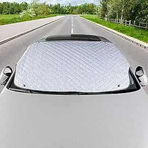 SEMAPHORE Suction Cup Car Front Wind Shield Window Sunshade Curtain Aluminium Foil Sun Protection Cover Compatible with Hyundai Grand I10 Nios