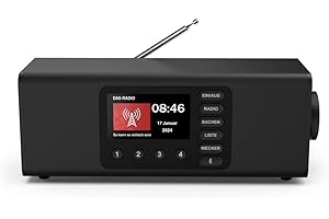 ‎HAMA Hama Digitalradio mit Wecker (DAB Radio mit großem Display, Küchenradio, DAB+, Seniorenradio mit einfacher Bedienung, Bluetooth, FM, Radiowecker, Stereo-Radio, kleines Radio mit gutem Empfang) schwarz