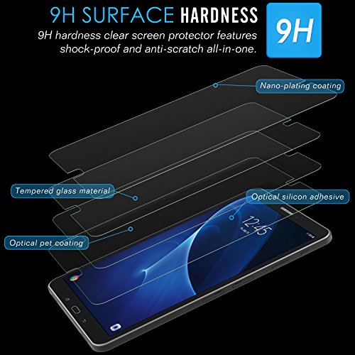 Tab A 10.1 Folie – MoKo HD 9H Panzerglas Hartglas Displayschutzfolie Glas Displayschutz Display Schutzfolie Glasfolie Screen Protector für Samsung Galaxy Tab A 10.1 Zoll 2016 Tablet, Klar - 2