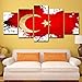 Produktbild Leinwand Hd Rahmen Wandkunst Poster Moderne 5 Panel Türkische Flagge Wohnzimmer Druck Malerei Modulare Dekoration Bilder 5p2447 kein rahmen S: 8X12-2P 8X16-2P 8X20-1P zoll