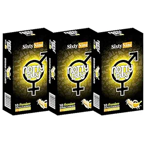 NOTTY BOY Banana Flavoured Condoms For Men - (30 Units, Set of 3)