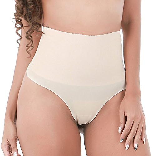 VICVIO Women Shapewear G Thong Seamless High Waisted Tummy Control Panty Beige / Red (M, Beige)