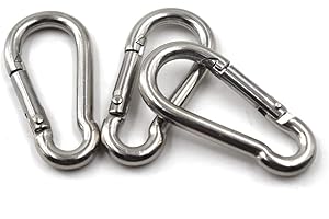 SEERAPHEE M10 3/8" 304 gancho de resorte de acero inoxidable, gancho cargado, mosquetón de bloqueo llavero para el hogar, camping, pesca, senderismo, viajes (3 piezas)