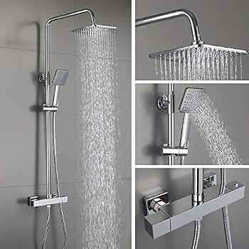 Thermostat-Duschset Aus Edelstahl 304 – Mit Regendusche, Wasserfall, Massagedüsen & Handbrause | 150 Cm Duschstange