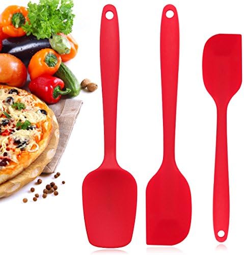Spatula Set 3-Piece , Silicone Spatulas Yometome Lifetime Replacement Warranty Safe, Soft, Flexible Rust Heat Resistant Kitchen Utensils For Cooking, Basting, Make cake, Scraping Cream and Your Mixing Bowl