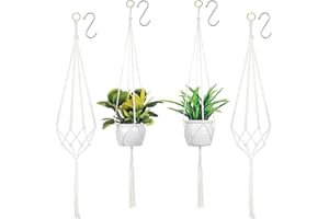 YZDZSW Macrame Plant Hanger, 4 Pack Hanging Planters Baskets with 4 Hanging Hooks, Wall Hanging Flower Pot Holder for Indoor Outdoor Balcony Decoration(90CM & 105CM)